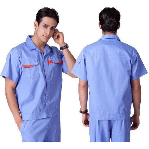 Mens-Short-Sleeve-Labour-Protective-Uniform-for-Engineering-or-Mechanic-Workers-ligth-blue
